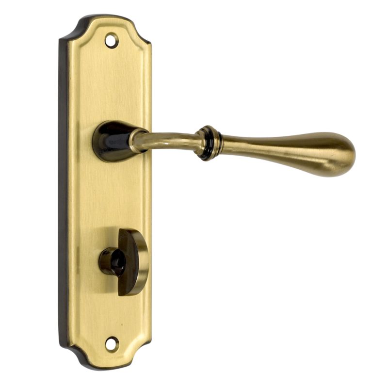 BandQ Select Bathroom Door Handles Antique Brass Effect