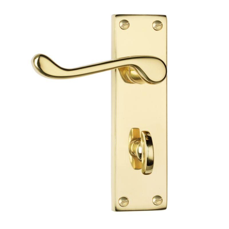 BandQ Handle for Bathroom Lock Brass Coloured