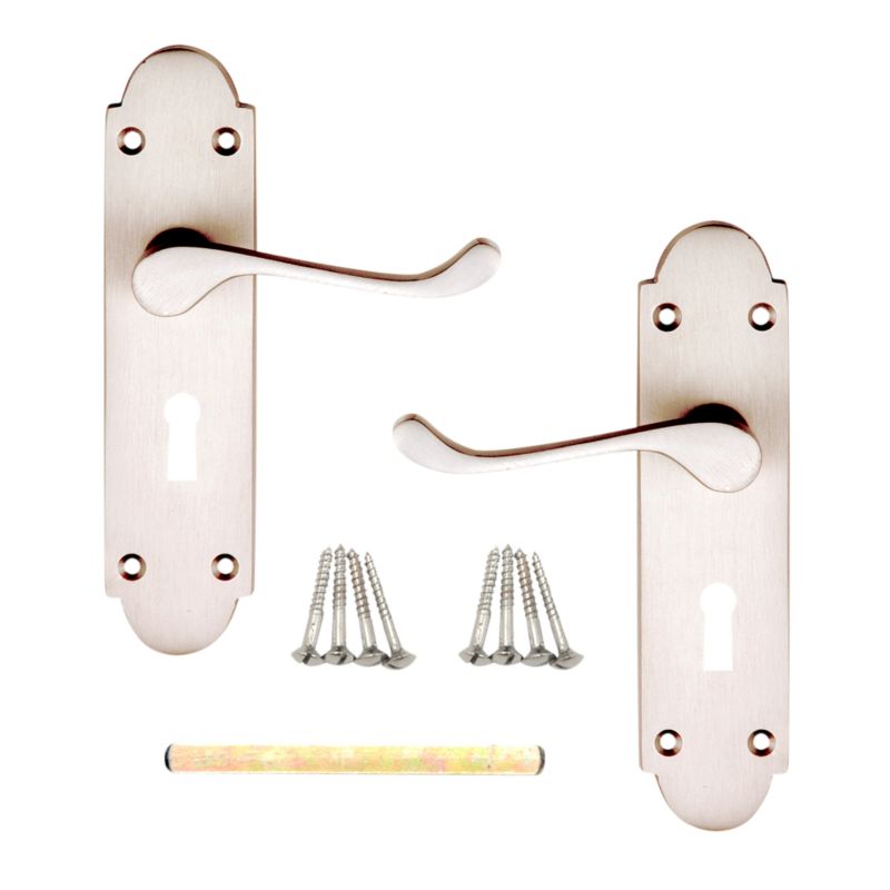 BandQ Core Handle with Lock Nickel Coloured