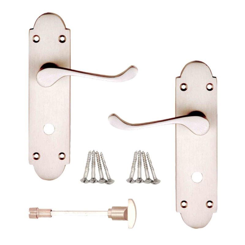 BandQ Core Handle with Bathroom Lock Nickel Coloured