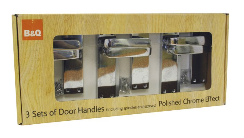BandQ Core Handle Polished Chrome Coloured 3 Pack