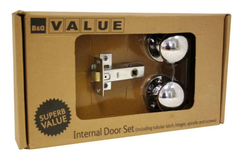 BampQ Value Door Knob Internal Door Pack Polished Chrome Coloured