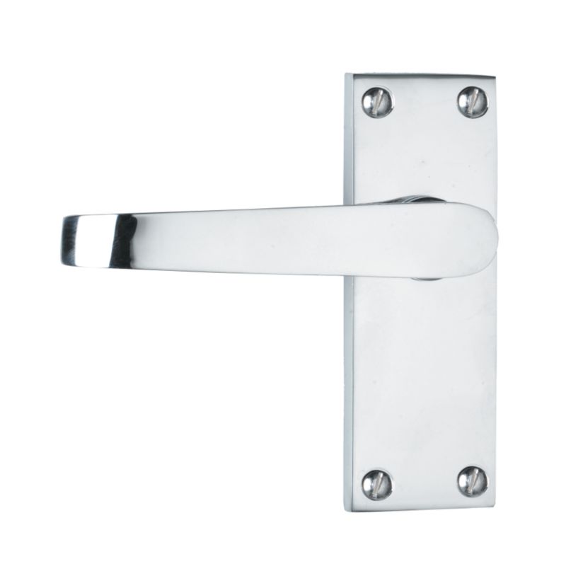 BandQ Value Door Handle Interior Door 3 Pack Polished Chrome Coloured