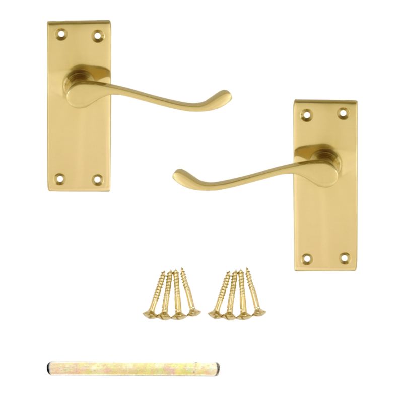 BandQ Value Door Handle Brass Coloured
