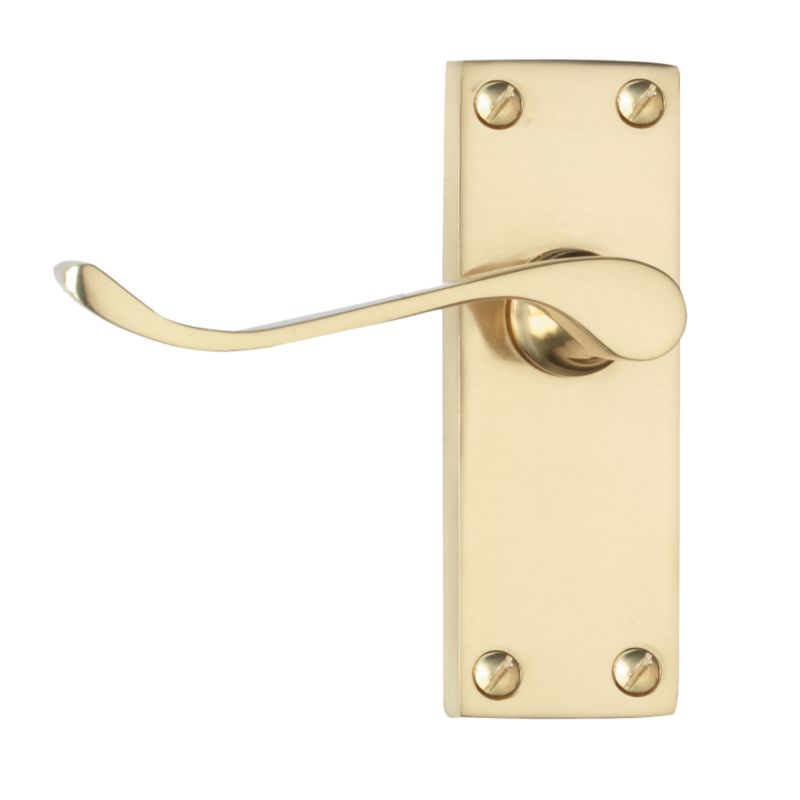 BandQ Value Door Handle Interior Door 3 Pack Brass Coloured