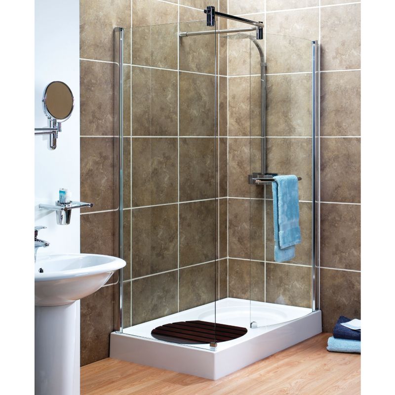 Zone WalkIn Shower Enclosure Silver Effect (L)1400 x (W)900mm