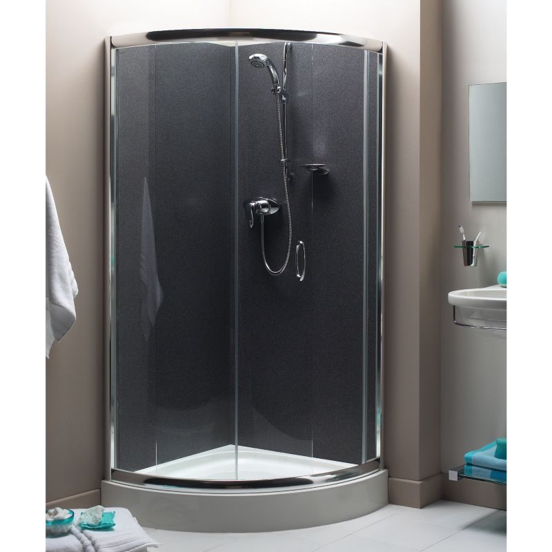 Zone Single Door Quadrant Shower Enclosure Silver Effect (L)900 x (W)900mm