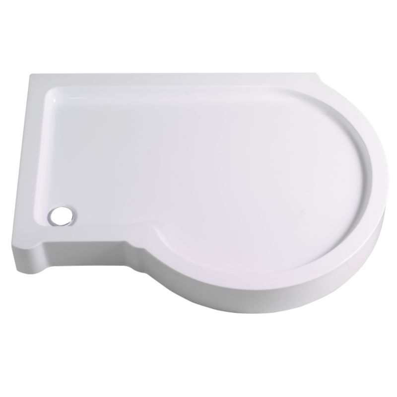 P-Shaped Bespoke Shower Tray Left Handed White (L)900 x (W)1250mm