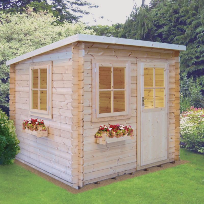 BandQ Dean Log Cabin - (H) 2.2m x (W) 2.39mx (D) 2.39m