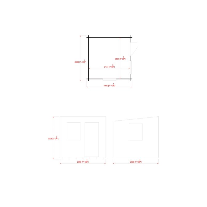 Alternative image for Dean Log Cabin - (H) 2.2m x (W) 2.39mx (D) 2.39m