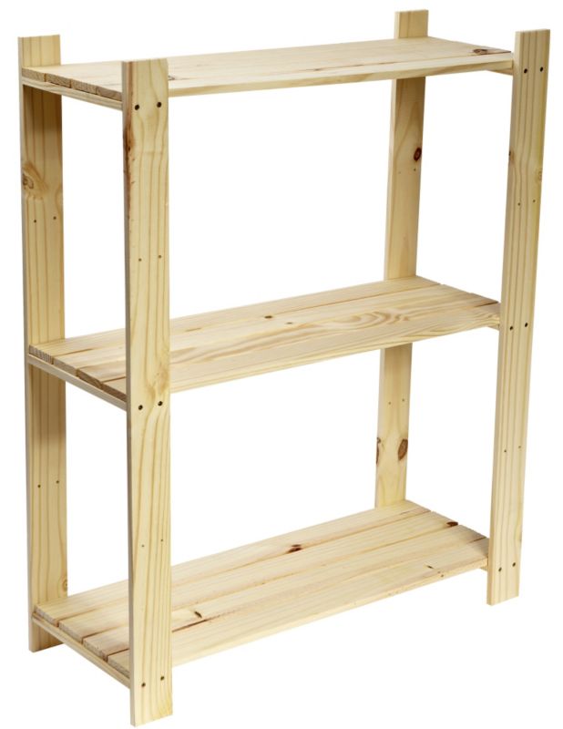 B&Q Value Pine 3 Tier Shelf (H)940 x (W)750 x (D)295mm