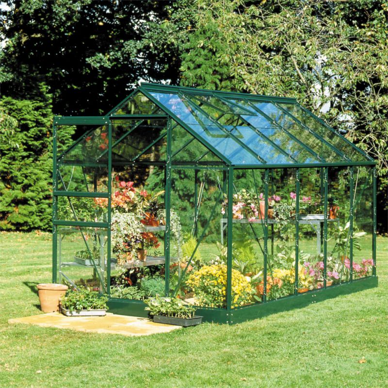 BandQ Single Door Greenhouse With Toughened Glass and Base Green Painted Finish - 6 x 6 Model