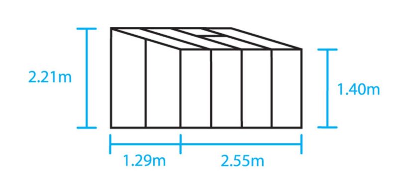 Alternative image for Straight Lean-To Aluminium Greenhouse With Horticultural Glass & Base - 8 x 4 Model