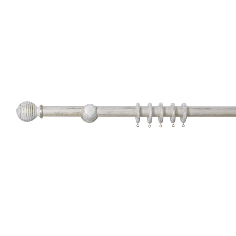 Wooden Curtain Pole Brushed White (L) 3M