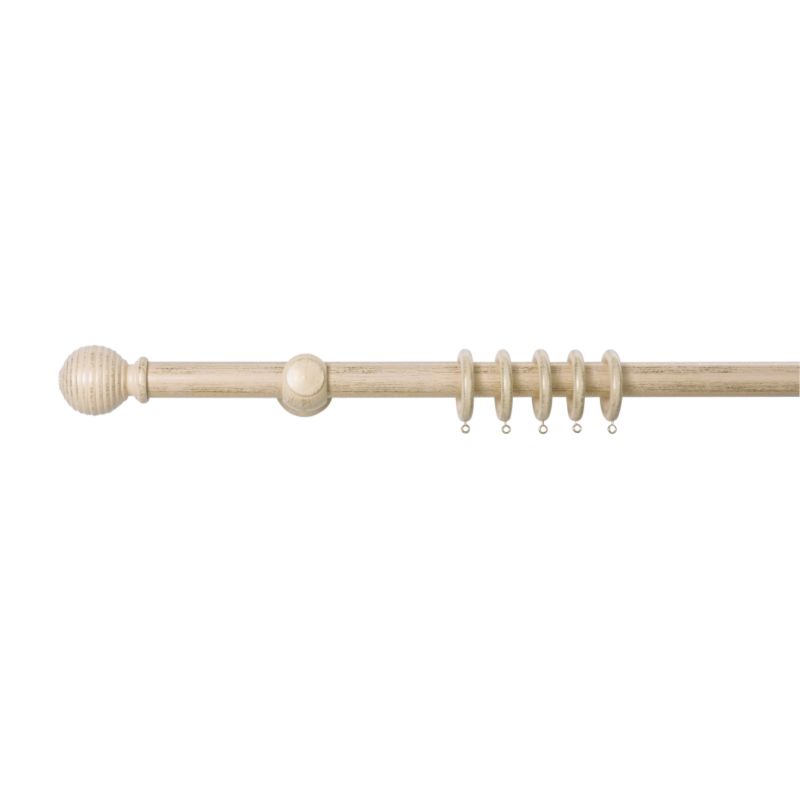 Colours Wooden Curtain Pole Brushed Cream (L) 2M