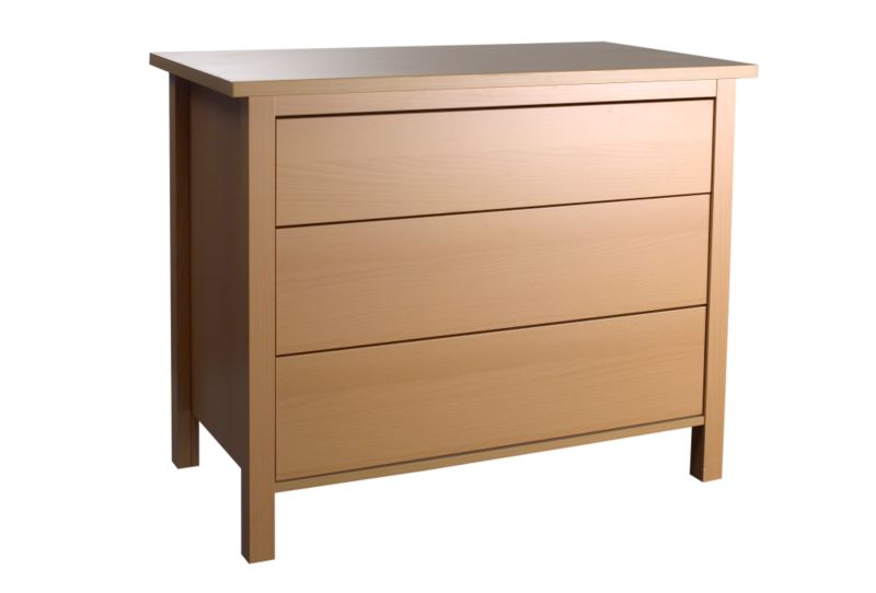 traditional Style 3 Drawer Wide Chest Beech Style Style