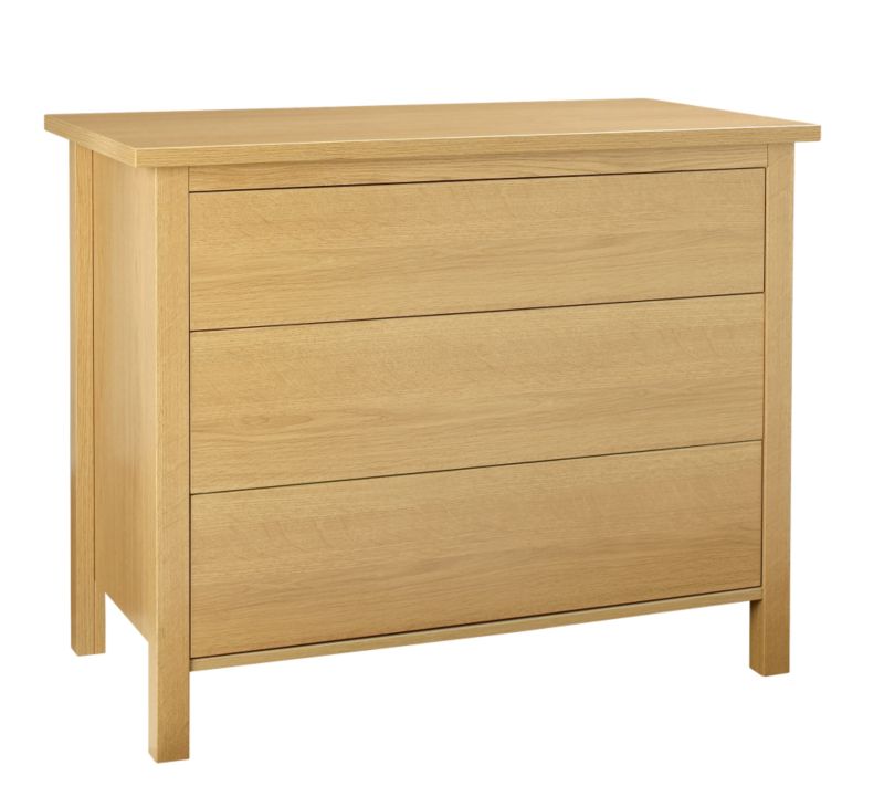 Traditional Style 3 Drawer Wide Chest Oak Style