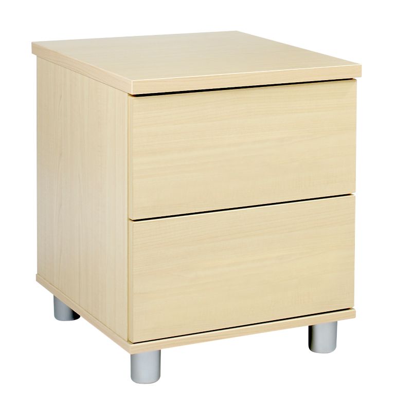 Contemporary Style 2 Drawer Bedside Chest Maple Style
