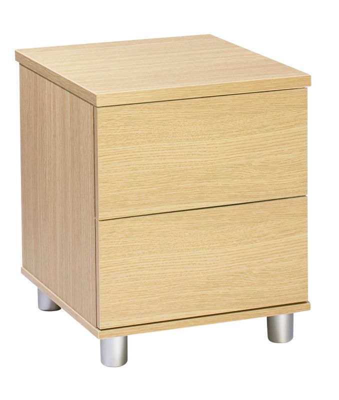 contemporary Style 2 Drawer Bedside Chest Ferrara Oak Style