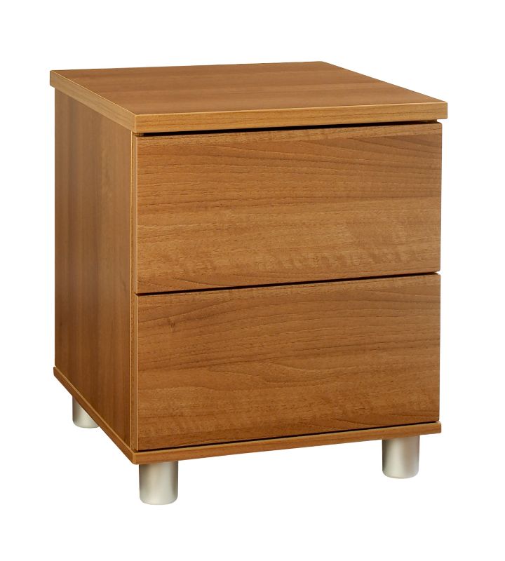 contemporary Style 2 Drawer Bedside Chest Walnut Style