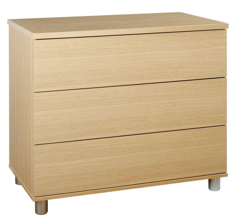 contemporary Style 3 Drawer Wide Chest Ferrara Oak Style Style Effect