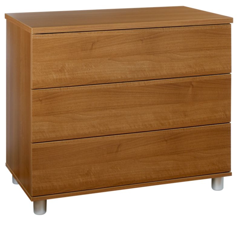 contemporary Style 3 Drawer Wide Chest Walnut Style