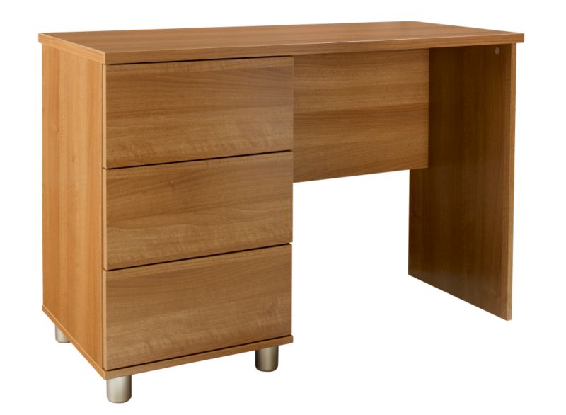 contemporary Style Single Pedestal Dressing Table Walnut Style