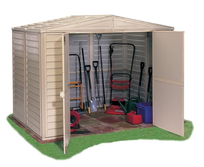 Duramax Duramate Apex Vinyl Shed - Model 86 With Foundation Kit - (H) 6ft1in x (W) 7ft10in x (D) 5ft3in
