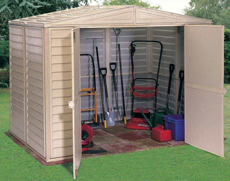Duramax Duramate Apex Vinyl Shed - Model 86 With Foundation Kit - (H) 6ft1in x (W) 7ft10in x (D) 5ft3in