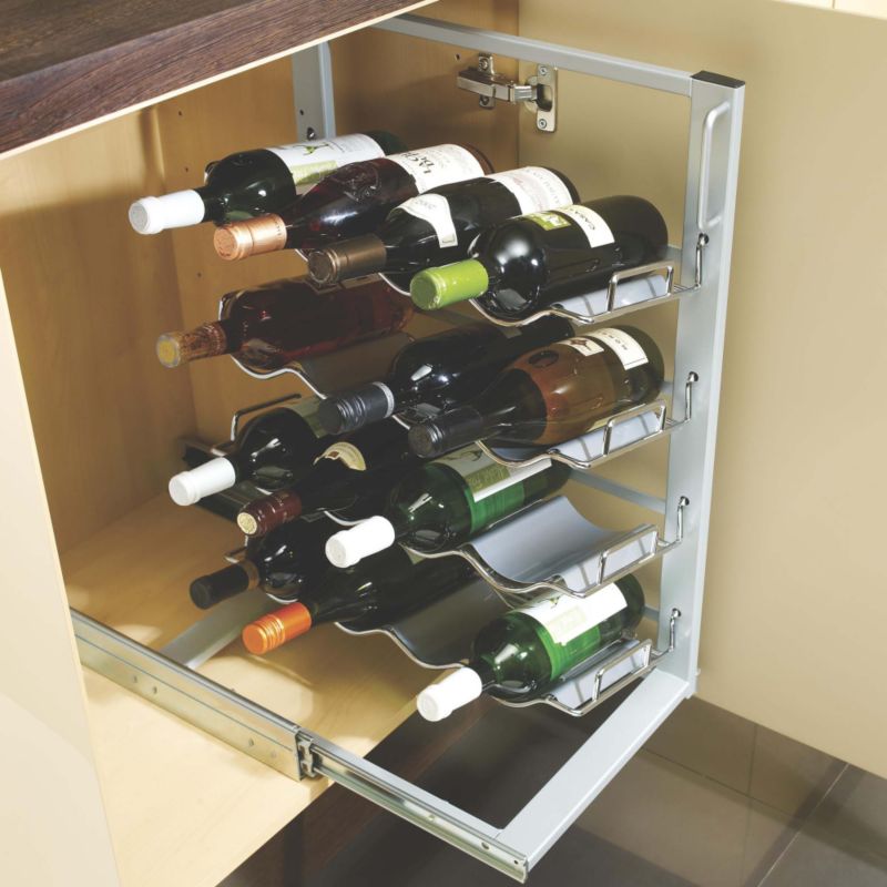 Cooke and Lewis Kitchens Cooke and Lewis Pullout Wine Bottle Storage Metallic Effect