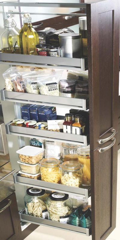 it Kitchens Pullout Larder System For 300mm Cabinet Metallic Effect