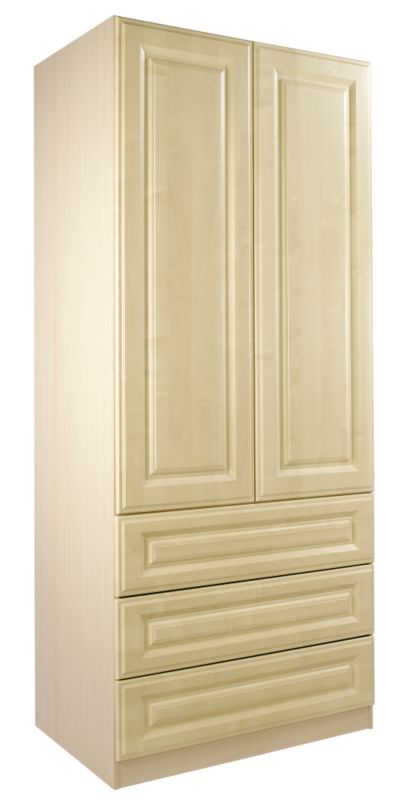Traditional 3 Drawer Wardrobe (Contemporary Linen Press) Maple