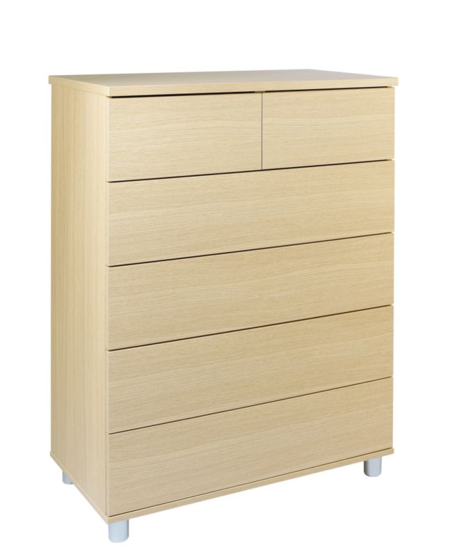 contemporary 2 Over 4 Drawer Chest Maple Style