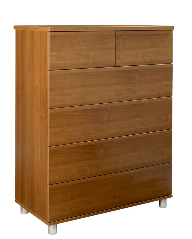 Contemporary 2 Over 4 Drawer Chest Walnut Style