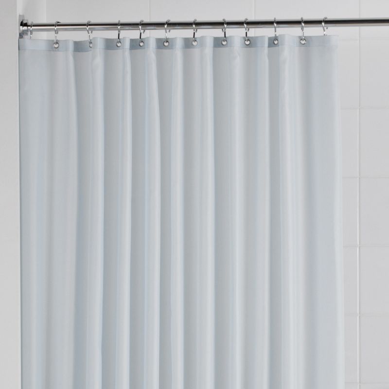Blue Textile Shower Curtain