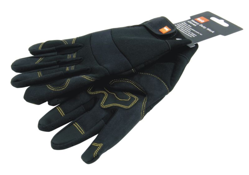 B&Q Heavy Duty Work Gloves Black/Yellow