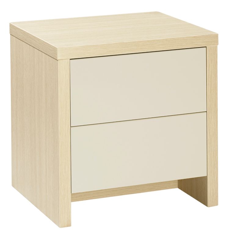 Designer 2 Drawer Bedside Cabinet Maple Style and Vanilla Gloss