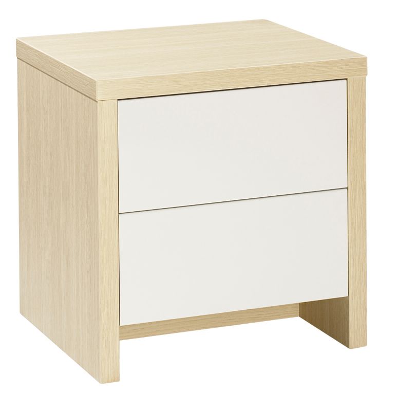 Designer 2 Drawer Bedside Cabinet Maple Style and White Gloss
