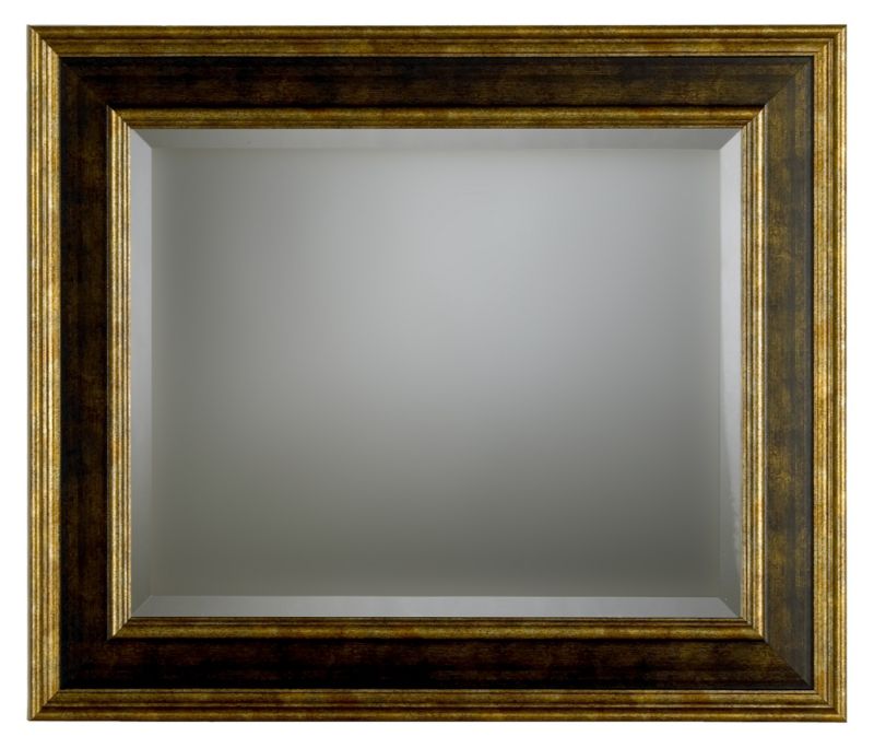 Colours by BandQ Framed Bevelled Mirror Brown and Gold Effect H66cm x W56cm
