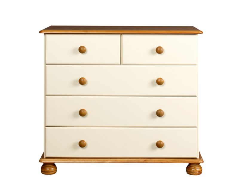 oslo 2 and 3 Drawer Chest Cream/Solid Pine