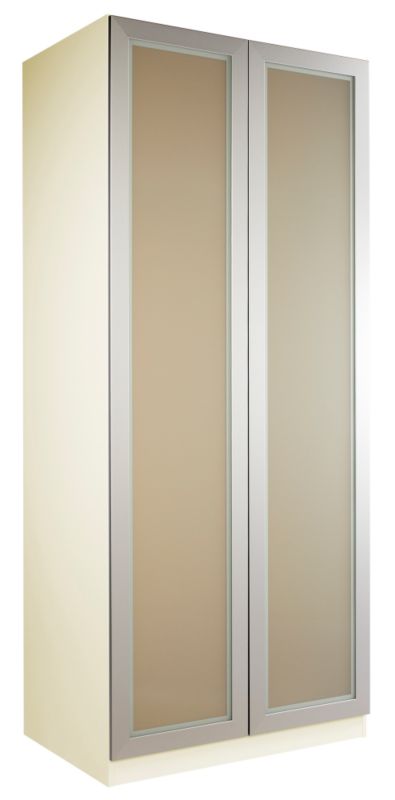 Accent Double Wardrobe Cream With Glass Door