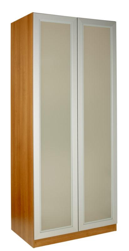 Accent Double Wardrobe Walnut Style Style With Glass Door