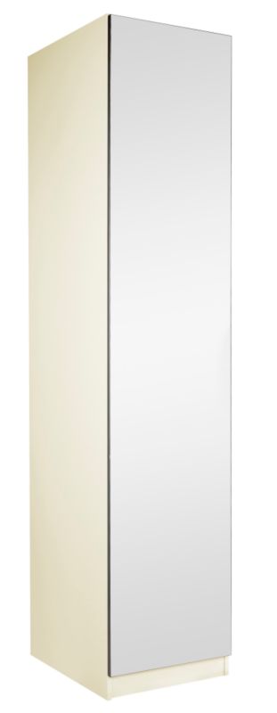 Accent Single Wardrobe Cream With Mirror Door
