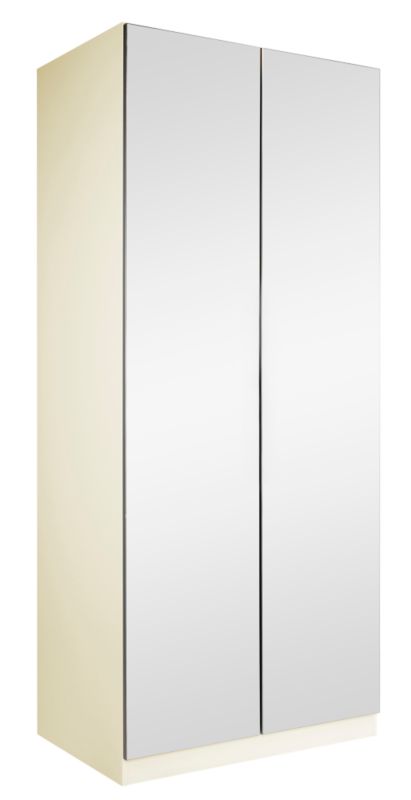 Accent Double Wardrobe Cream With Mirror Door