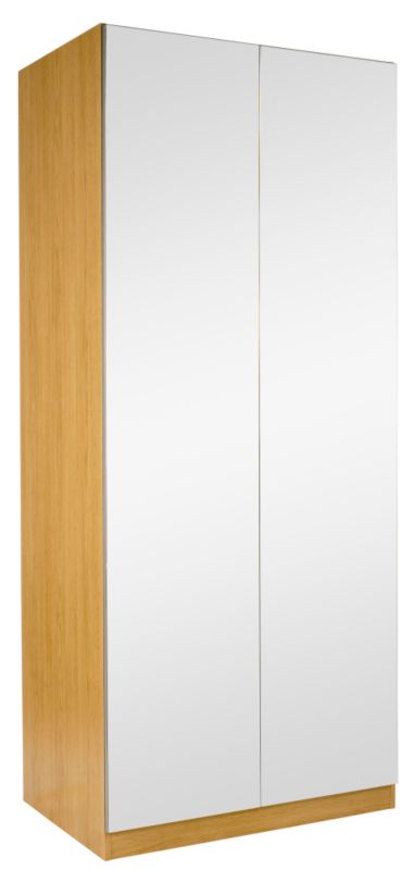 Accent Double Wardrobe Oak Style With Mirror Door