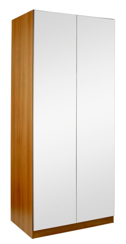 Accent Double Wardrobe Walnut Style With Mirror Door