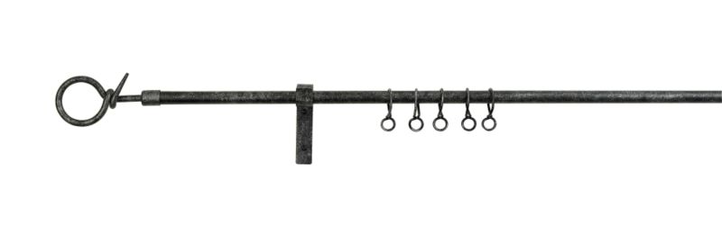Colours by BampQ Wrought Iron Effect Curtain Pole with Loop Twist Finial Gunmetal Effect L 18 m