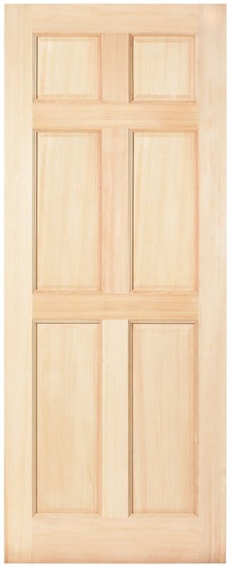 BandQ Malaga Exterior Mortise Tenon 6 Panel Fir Veneer KM32 Unstained (H)2032 x (W)813 x (D)44mm