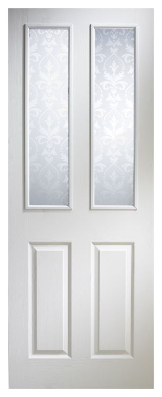 BampQ Broadland Plus Painted Glazed Door NAT26BTNHG White Woodgrain Effect H1981 x W762 x D35mm