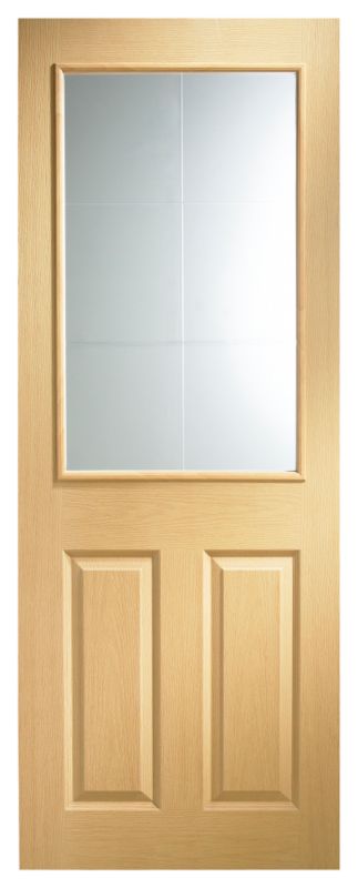 BampQ Broadland Plus Glazed Pre finished Door NAT26RYOHG Woodgrain Effect H1981 x W762 x D35mm